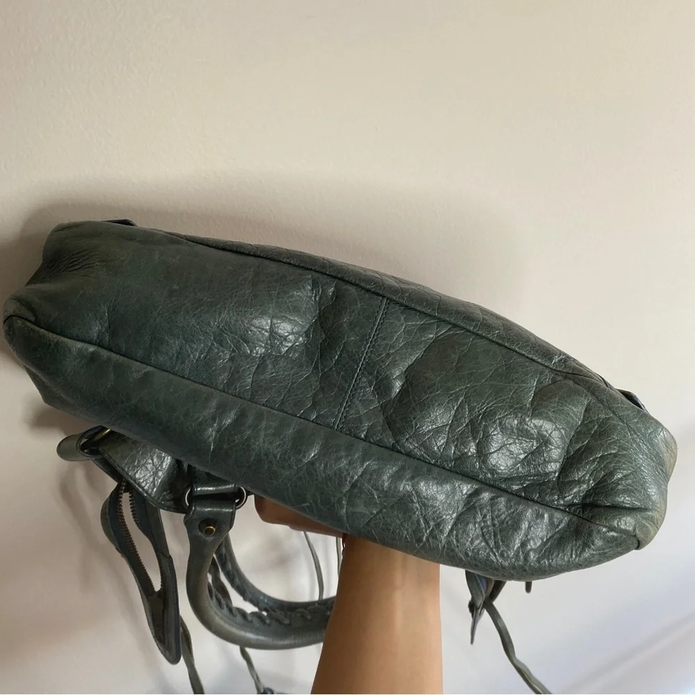 Vintage Balenciaga City Mini green teal leather handbag - Picture 13 of 14